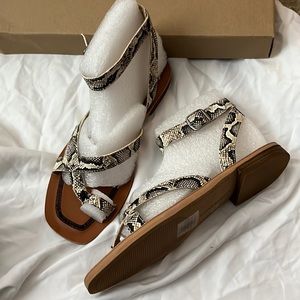 Snake strapped leather sandals